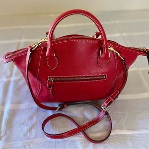 Dooney & Bourke Pebble Grain Darcy Satchel - Red. 9" x W 6.25" x L 11".